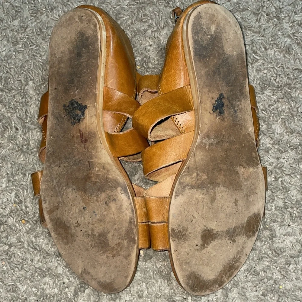 Zara Light Tan Flat Strappy Sandals - Picture 9 of 9